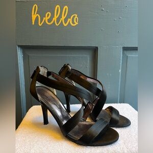 Lulu Townsend Black Satin High Heels, Size 8.5
